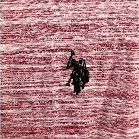 U.S. POLO LINEAR SPACE DYE V-NECK T-SHIRT logo Short sleeves Tee Size Large - Picture 5 of 6